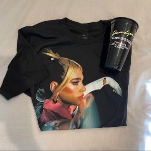 Dua Lipa FUTURE NOSTALGIA North America Tour Large Black T-shirt & Souvenir Cup
